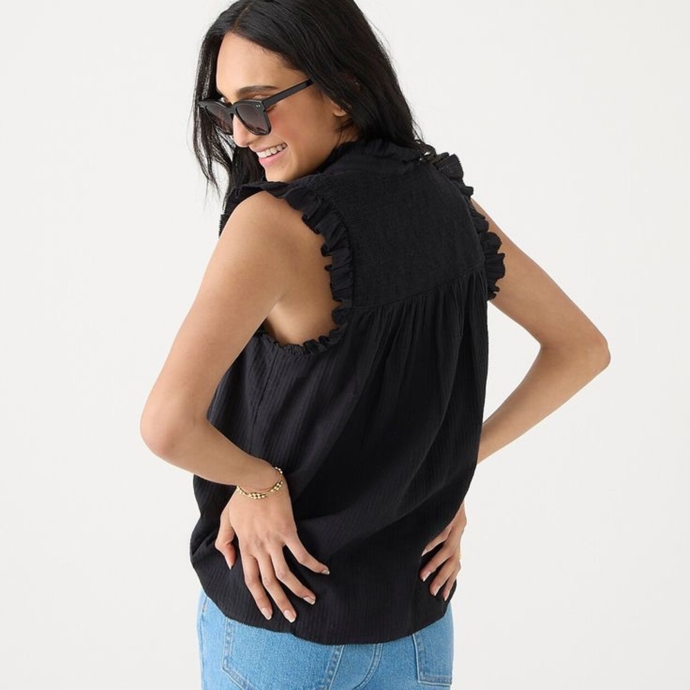J Crew Smocked Ruffle Tank